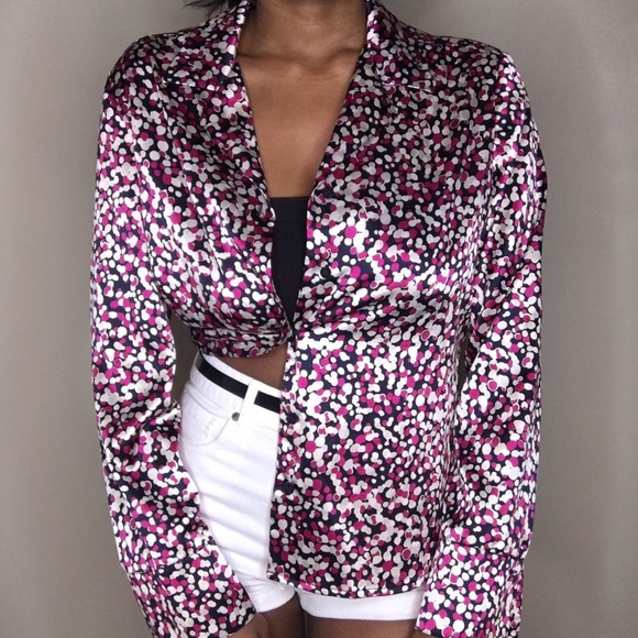 Vintage Kasper, polka dot, confetti, button down Blouse - Picture 4 of 4